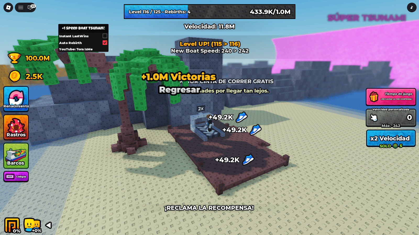 +1 Speed Boat Tsunami Script Autowin Tora Hub